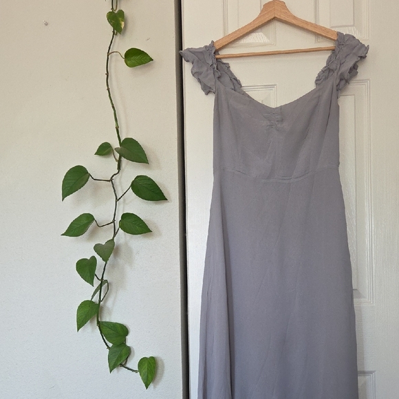 Reformation Dresses & Skirts - Reformation Lavender Gray Maxi Dress with Ruffled Straps